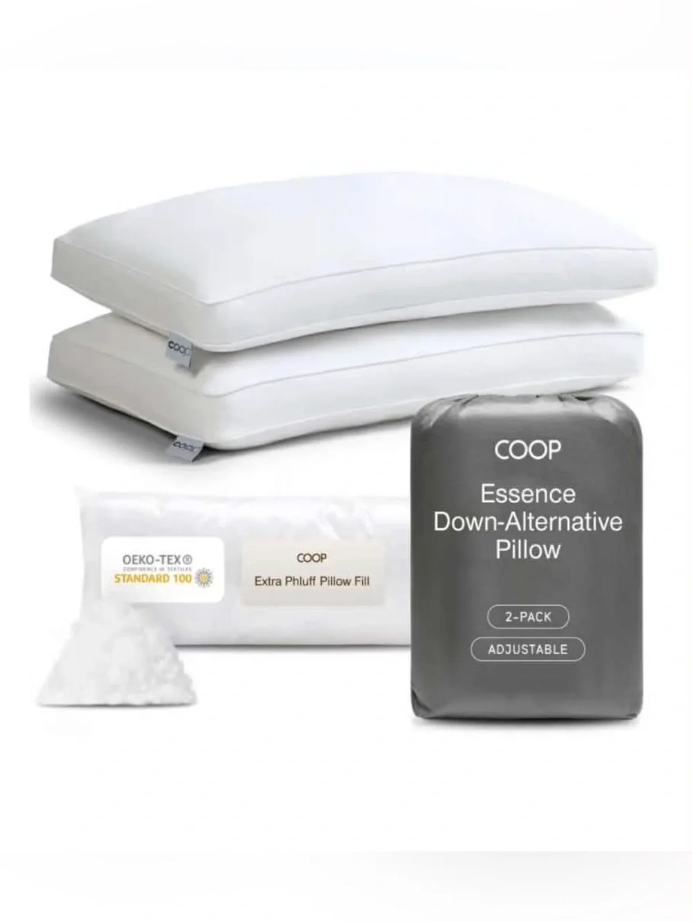 Essence Adjustable White Down-Alternative Pillow - 2 Pack